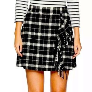 Kate Spade New York Rustic Plaid Fringe Skirt